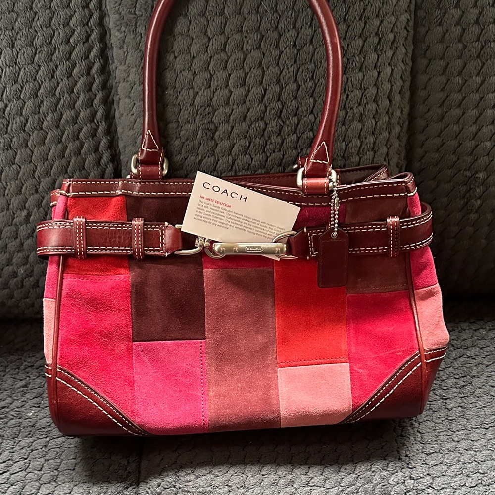 Coach Women's Patchwork Satchel - Red and Pink